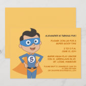 Persoonlijke superheld Kids Birthday Party nodigt  Kaart (Voorkant / Achterkant)