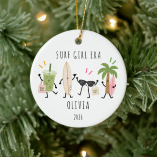 Persoonlijke Surf Girl Era Kerst Ornament