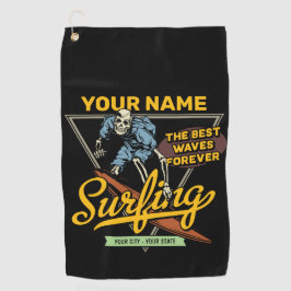 Persoonlijke Surfende Skelet Ride Waves Surfer Golfhanddoek