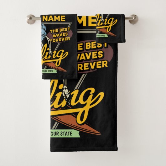 Persoonlijke surfende skeletridegolven bad handdoek (Insitu)