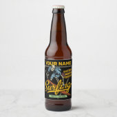 Persoonlijke surfende skeletridegolven bier etiket (Voorkant)