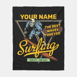 Persoonlijke surfende skeletridegolven fleece deken