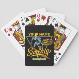 Persoonlijke surfende skeletridegolven pokerkaarten