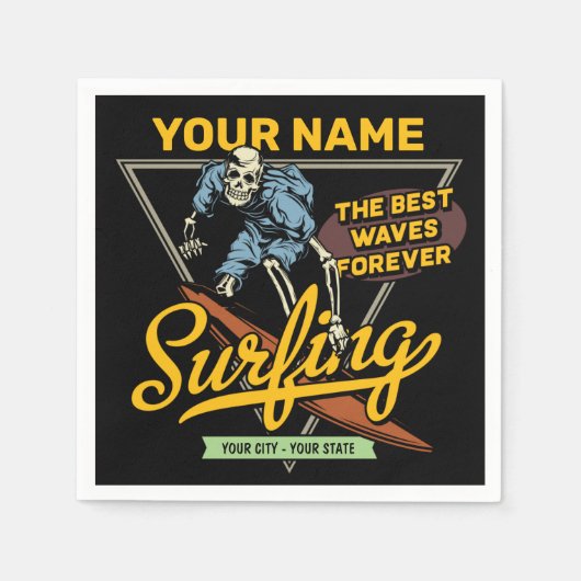 Persoonlijke surfende skeletridegolven servet (Voorkant)