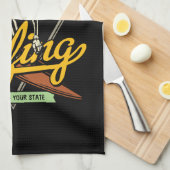 Persoonlijke surfende skeletridegolven theedoek (Quarter Fold)