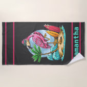 Persoonlijke Surfing Flamingo Beach Towel Strandlaken (Voorkant)