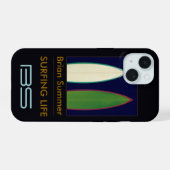 persoonlijke surfplanken met surf-thema iPhone 15 hoesje (Achterkant horizontaal)