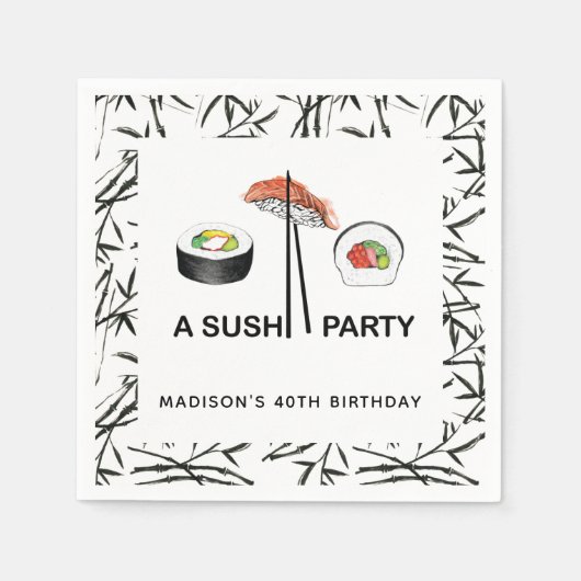 Persoonlijke Sushi Birthday Servet (Voorkant)