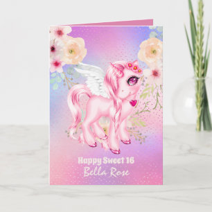 Persoonlijke Sweet 16 Mooie Eenhoorn Verjaardagska Kaart