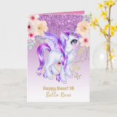 Persoonlijke Sweet 16 Mooie Eenhoorn Verjaardagska Kaart (Gele Bloem)