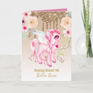Persoonlijke Sweet 16 Mooie Eenhoorn Verjaardagska Kaart