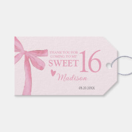 Persoonlijke Sweet 16 Verjaardag Coquette Roze Str Cadeaulabel