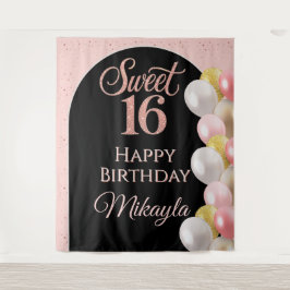 Persoonlijke Sweet 16 Verjaardagsfeest Banner Wandkleed