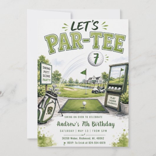 Persoonlijke Swing By Golf Verjaardag Kaart (Voorkant)