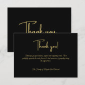 Persoonlijke sympathie voor Clasic Black en Gold B Bedankkaart (Voorkant / Achterkant)