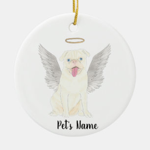 Persoonlijke sympathie voor White Pug Memorial Keramisch Ornament