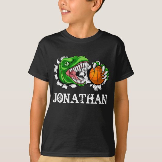 Persoonlijke T-Rex Basketbal Dinosaur T-shirt (Voorkant)