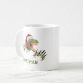 Persoonlijke T-Rex Kerstman Dinosaurus Koffiemok (Voorkant links)