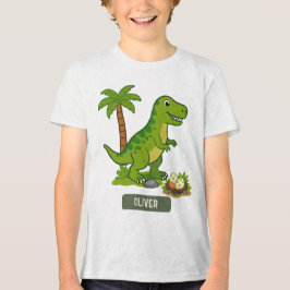 Persoonlijke T-Rex Schattige Dinosaurus  Tri-Blend Shirt