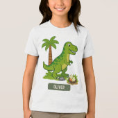 Persoonlijke T-Rex Schattige Dinosaurus  Tri-Blend Shirt (Voorkant)