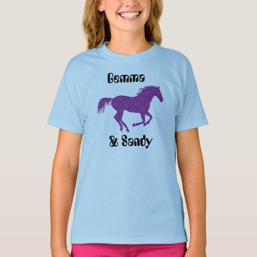 Persoonlijke T-shirt voor meisjes met paard en rui (Voorkant)
