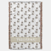 Persoonlijke Tabby Kat (Grijs) Tan & Wit Deken (Voorkant Verticaal)