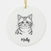 Persoonlijke Tabby Kat Kerstmis Keramisch Ornament (Voorkant)