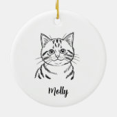 Persoonlijke Tabby Kat Kerstmis Keramisch Ornament (Achterkant)