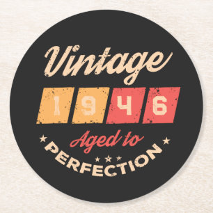 Persoonlijke tachtig vintage 80ste verjaardagsfees ronde kartonnen onderzetter