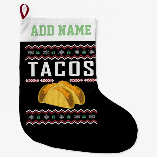 Persoonlijke Tacos Ugly KerstSweater Grote Kerstsok (Voorkant)