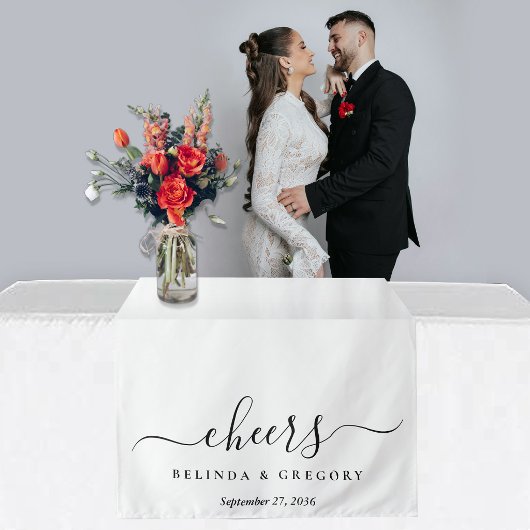 Persoonlijke tafelloper voor bruiloft Mr. & Mrs. Wandkleed
