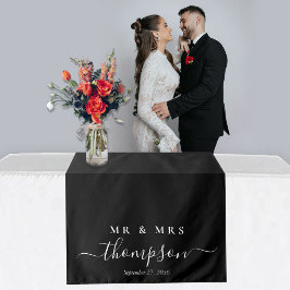 Persoonlijke tafelloper voor bruiloft Mr. & Mrs. Wandkleed