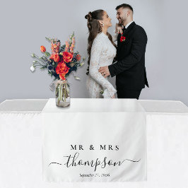 Persoonlijke tafelloper voor bruiloft Mr. & Mrs. Wandkleed