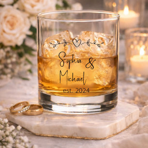 Persoonlijke Tafelnaam-huwelijksgunsten voor koppe Whisky Glas