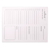 Persoonlijke takenlijst Dagelijkse notities Planne Notitieblok (Voorkant)