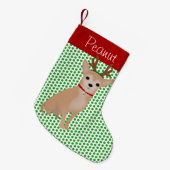 Persoonlijke Tan Chihuahua en Green Polka Dots Kleine Kerstsok (Voorkant (Hangend))