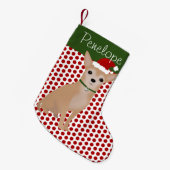 Persoonlijke Tan Chihuahua en Green Polka Dots Kleine Kerstsok (Voorkant (Hangend))