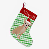 Persoonlijke Tan Chihuahua en Green Polka Dots Kleine Kerstsok (Voorkant (Hangend))