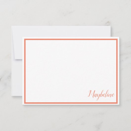 Persoonlijke Tangerine en Witte Notitiekaarten Kaart (Voorkant)