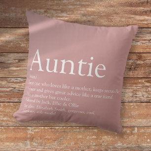 Persoonlijke tante-definitie stoffig roze rood kussen
