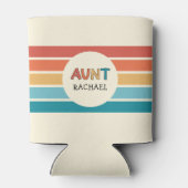 Persoonlijke tante retro strepen leuk blikjeskoeler (Achterkant)