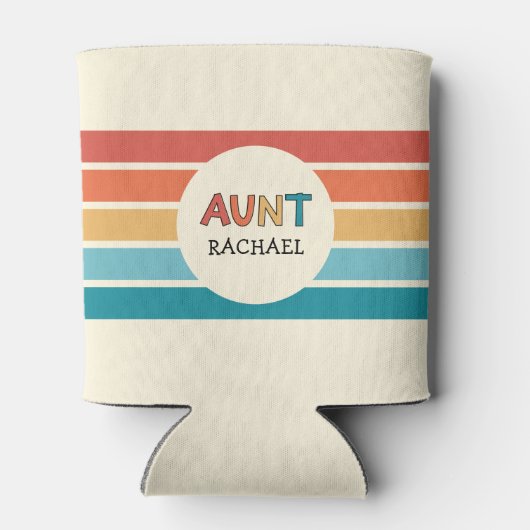 Persoonlijke tante retro strepen leuk blikjeskoeler (Achterkant)