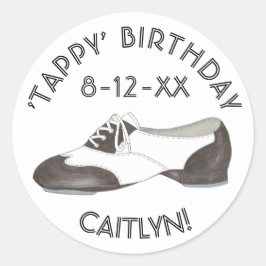 Persoonlijke Tappy Birthday Tap Dance Party Favor Ronde Sticker