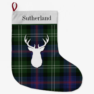 Persoonlijke Tartan Clan Sutherland Groen Paars Grote Kerstsok