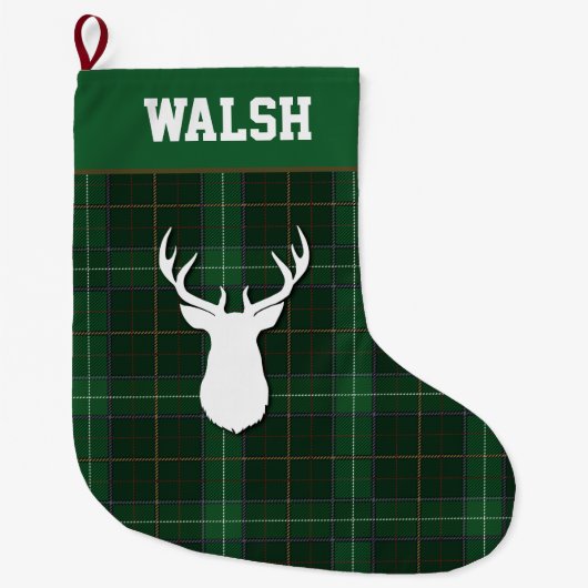 Persoonlijke Tartan Deer Pset Walsh Grote Kerstsok (Voorkant)