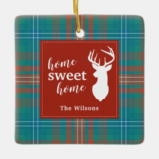 Persoonlijke Tartan Pset Kerstmis Clan Wilson Keramisch Ornament (Voorkant)