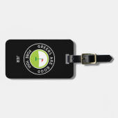 Persoonlijke tas met grappige golfspreuk en monogr bagagelabel (Voorkant horizontaal)