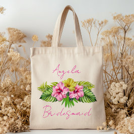 Persoonlijke tas met hibiscusbloemen voor bruidsme
