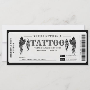 Persoonlijke tatoeagevoucher ticket kaart