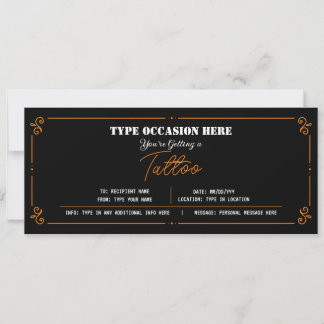 Persoonlijke Tattoo Cadeaubon CERTIFICAAT Kaart